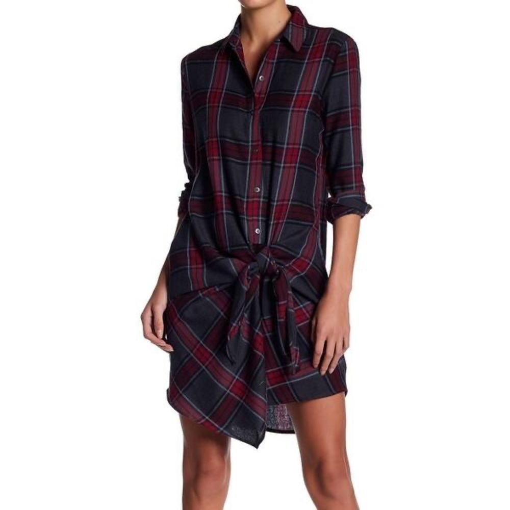 RDI NEW Plaid Flannel Twist Knot Tie Dress